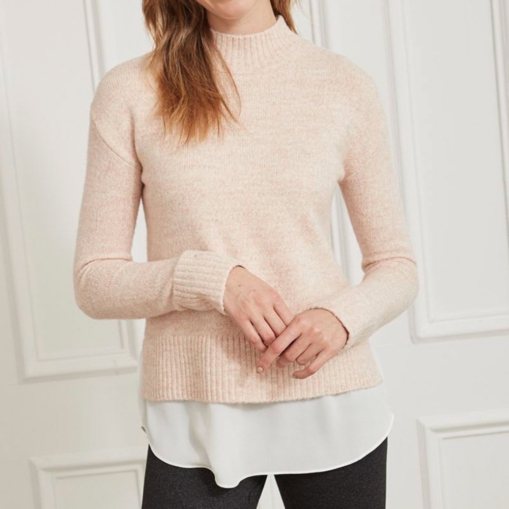 RW&Co. “Fooler” Tunic Sweater, Light Pink, Size Large